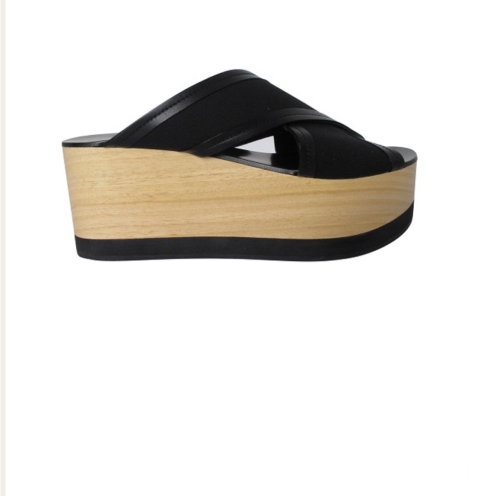 Isabel Marant - Zerry Black Canvas and Wood Wedge Sandal